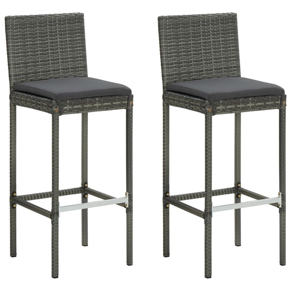 Petromila vidaXL Záhradné barové stoličky s vankúšmi 2 ks sivé polyratan